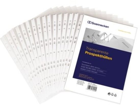 Prospekthüllen Soennecken 126071900 15030 A4 Kunststoff (PP) genarbt, Pack 100 Stk