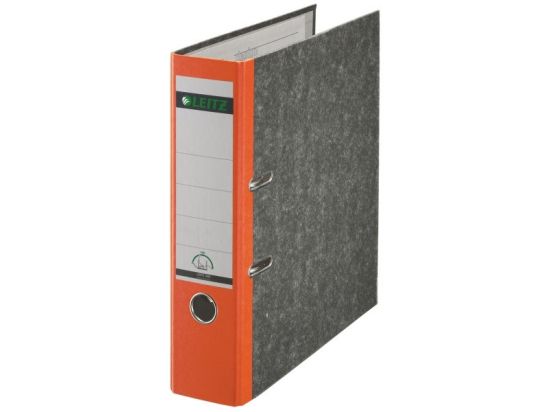 Ordner Leitz 1080-50-45 10805045 A4, 80mm, Pappe/Wolkenmarmor, oranger Rücken