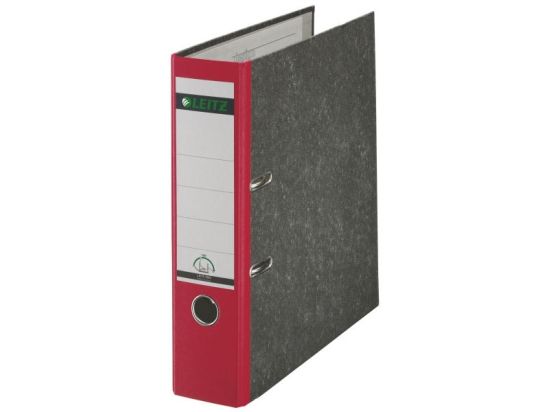 Ordner Leitz 1080-50-25 10805025 A4, 80mm, Pappe/Wolkenmarmor, roter Rücken
