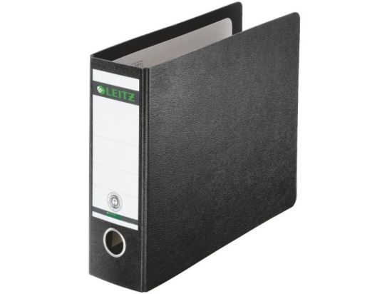Ordner Leitz 1071-00-00 10710000 1/6-DIN, 77mm, Hartpappe/Wolkenmarmor, schwarz, Pack 5 Stk