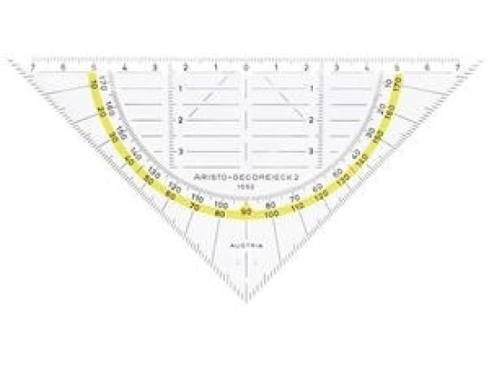 Geometrie-Dreieck Aristo 1552 Geodreieck Hypotenuse 160mm ohne Griff Winkelskala 180°/1°, Pack 10 Stk