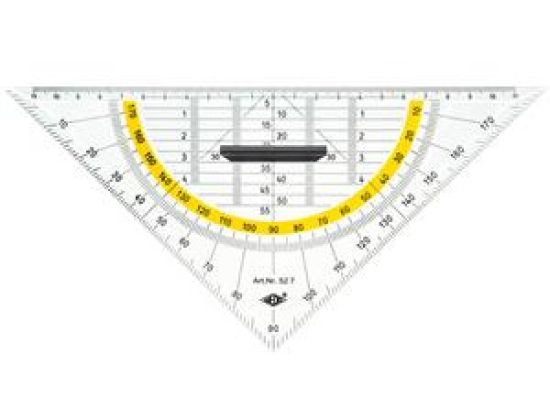 Geometrie-Dreieck Wedo 527 52 7 Hypotenuse 25cm Plexiglas transparent, Facette, abnehmbarer Griff