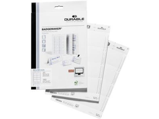 Einsteckschilder, Durable 1456-02 (145602), Badgemaker, 60x90mm A4, für 8003/8106/8603/8612, Pack 160 Stk