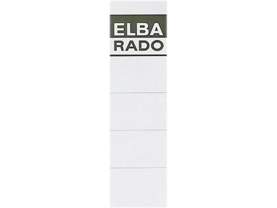 Ordner-Rückenschild Elba 100420960 04297 Rado extra kurz/breit, Karton 250g, zum Einstecken, mit Aufdruck, weiß, beidseitig beschriftbar, Pack 10 Stk