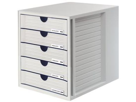 Schubladenbox HAN 1450-11 Systembox lichtgrau/lichtgrau 5-Schübe geschlossene Schubladen