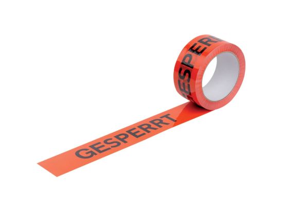 Packband "Gesperrt" Heckmann 400.084 50 mm x 66 m, Kunststoff (PP), rot mit schwarzem Aufdruck