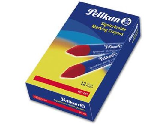 Signierkreide Pelikan 701029 762/12 rot rund für raue Untergründe, Pack 12 Stk