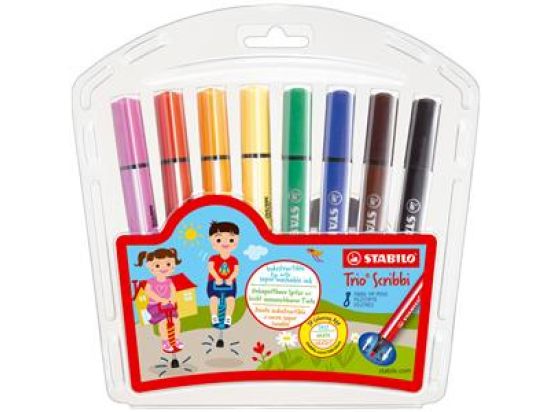 Filzstift Stabilo 368/8-01 Trio Scribbi 8er-Etui dreieckig