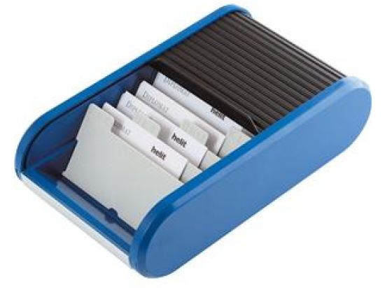 Visitenkartenbox, Helit H6218093, blau/schwarz