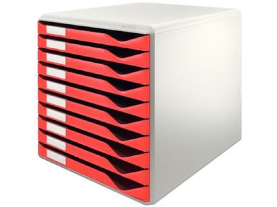 Schubladenbox Leitz 5281-00-25 52810025 rot/grau 10-Schübe Post- und Formularset