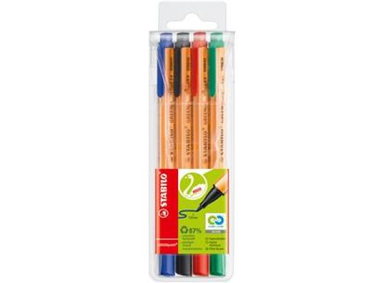 Filzschreiber Stabilo 6088/4 GREENpoint 4er-Etui rot, grün, blau, schwarz
