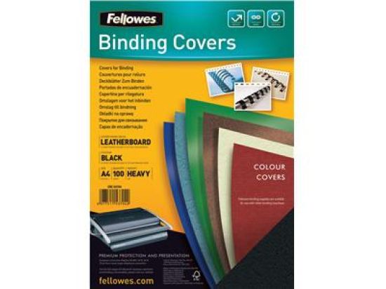 Kartondeckel Fellowes 5370405 CRC53704 A4 250g Lederstruktur schwarz, Pack 100 Stk