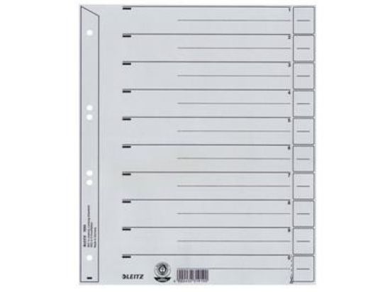 Trennblatt, Leitz 1650-30-85 (16503085), für A4, 238 x 300mm Kraftkarton, 6-fach gelocht, grau, Pack 25 Stk