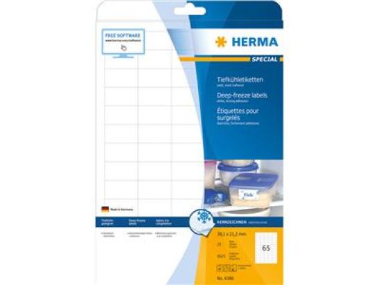 Tiefkühl-Etiketten Herma 4388 Special 38,1 x 21,2 mm weiß mit Eiskristallen, Pack 1625 Stk