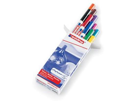 Glanzlack-Marker, Edding 751, 4-751-9-999, 1-2mm, Rundspitze, 10er-Set, schwarz, rot, blau, grün, gelb, orange, braun, violett, rosa, hellblau