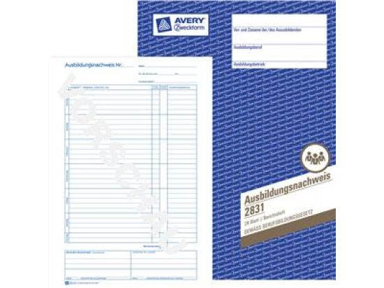 Ausbildungsnachweis Avery Zweckform 2831 A4 1Seite/1Woche 28Blatt Berichtsheft wöchentlich, Pack 5 Stk