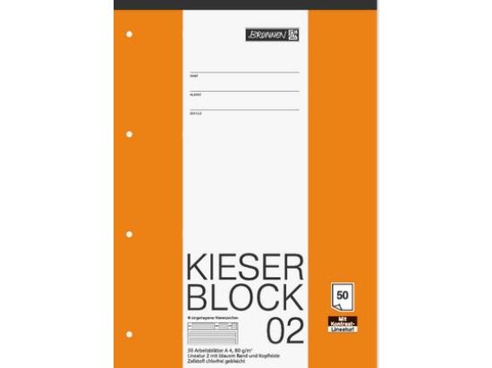 Kieserblock Brunnen 10-42942 1042942 A4 Lineatur-2 50 Blatt, Pack 10 Stk