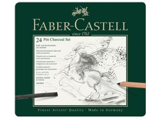 Reißkohle und Zeichenkohle Faber-Castell 112978 Pitt Kohle Set 24-teilig, Pack 2 Stk