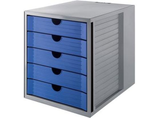 Schubladenbox HAN 14508-16 Systembox Karma öko-grau/öko-blau 5-geschlossene Schubladen