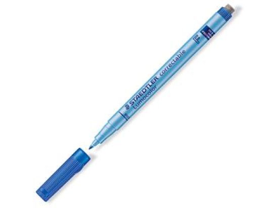 Universalstift, Staedtler 305F-3 (305 F-3), Lumocolor correctable F, blau trocken abwischbar