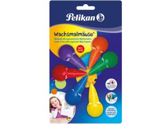 Wachsmalmaus Pelikan 803328 501/6/B farbig sortiert, Blister 6 Stk