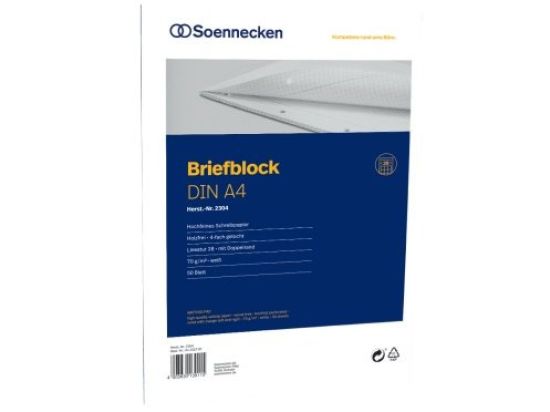 Briefblock Soennecken 111132200 2304 A4 kariert 50Blatt 4fach Lochung Lineatur28 70g