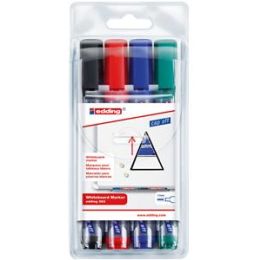 Whiteboardmarker Edding 363 4-363-4 1-5mm, Keilspitze, 4er-Etui, schwarz, rot, blau, grün