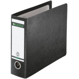 Ordner Leitz 1071-00-00 10710000 1/6-DIN, 77mm, Hartpappe/Wolkenmarmor, schwarz, Pack 5 Stk