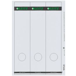Ordner-Rückenschild Etiketten Leitz 1687-00-85 16870085 285 x 61,5mm lang/breit, selbstklebend, mit Aufdruck, grau, PC-beschriftbar, Inkjet Laser Kopierer, Pack 75 Stk/25 Blatt