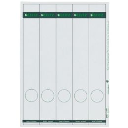 Ordner-Rückenschild Etiketten, Leitz 1688-00-85 (16880085), 285 x 39 mm lang/schmal, selbstklebend, mit Aufdruck, grau, PC-beschriftbar, Laser Kopierer, Pack 125 Stk/25 Blatt