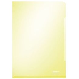 Sichthüllen Leitz 4153-00-15 41530015 Premium A4, PVC, 150my, oben und rechts offen, glasklar, gelb, Pack 100 Stk
