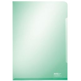 Sichthüllen Leitz 4153-00-55 41530055 Premium A4, PVC, 150my, oben und rechts offen, glasklar, grün, Pack 100 Stk