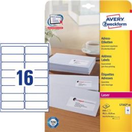 Adressetiketten, Avery Zweckform L7162-40, 99,1 x 33,9 mm weiß, selbstklebend, Laser, Pack 640 Stk/40 Blatt