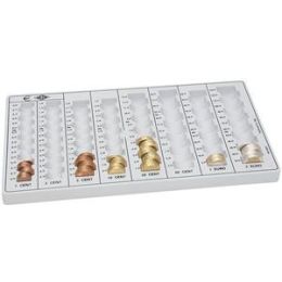 Geldzählbrett, Wedo 160100837 (160 100837), €uro, Einsatz No. 1008, lichtgrau 32,8x17,8x3,1cm für Hartgeld
