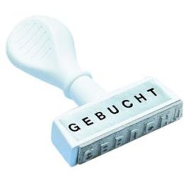 Textstempel Wedo 19312 193 12 Text: "GEBUCHT", Kunststoff, weiß