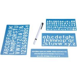 Schriftschablonen-Set Wedo 7012 70 12 mit Faserschreiber, Schrifthöhe 5,10,20mm