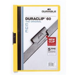 Klemmmappe, Durable 2209-04 (220904), Duraclip 60, A4, Hartfolie, gelb