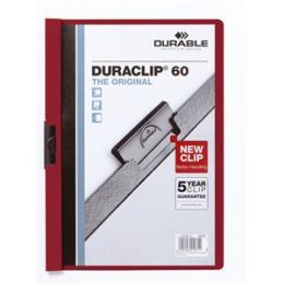 Klemmmappe, Durable 2209-31 (220931), Duraclip 60, A4, Hartfolie, aubergine, Pack 25 Stk