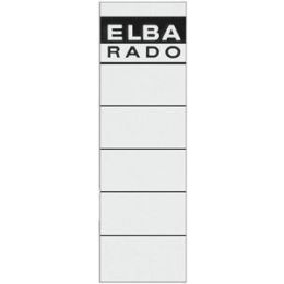 Ordner-Rückenschild Etiketten Elba 100551826 04617WE Rado 190 x 59 mm, kurz/breit, selbstklebend, grauer Aufdruck, weiß, Pack 10 Stk