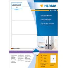 Ordner-Rückenschild Etiketten Herma 4284 Special kurz/breit, matt, selbstklebend, blanko, weiß, Inkjet Laser Kopierer, Pack 400 Stk/100 Blatt