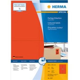 Etiketten Herma 4397 Special 105 x 148 mm selbstklebend, rot, Inkjet Laser Kopierer, Pack 400 Stk/100 Blatt