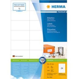 Etiketten Herma 4464 Premium 70 x 37 mm weiß, selbstklebend, Inkjet Laser Kopierer, Pack 2400 Stk/100 Blatt