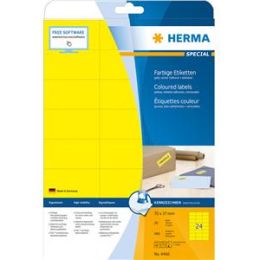 Etiketten Herma 4466 Special 70 x 37 mm selbstklebend ablösbar, gelb, Inkjet Laser Kopierer, Pack 480 Stk/20 Blatt