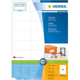 Etiketten Herma 4615 Premium 70 x 37 mm weiß, selbstklebend, Inkjet Laser Kopierer, Pack 4800 Stk/200 Blatt