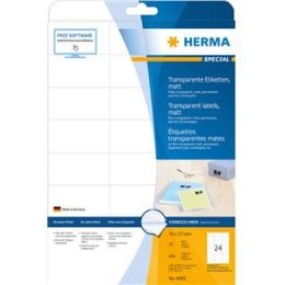 Etiketten Herma 4685 Special 70 x 37 mm Folie, transparent, matt, selbstklebend, Laser, Pack 600 Stk/25 Blatt