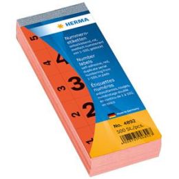 Nummernblock Herma 4892 2-fach/rot selbstklebend 1-500 28x56mm