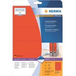 Ordner-Rückenschild Etiketten Herma 5097 Special kurz/breit, matt, selbstklebend, blanko, rot, Inkjet Laser Kopierer, Pack 80 Stk/20 Blatt
