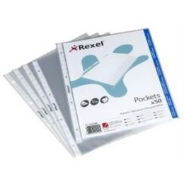 Prospekthüllen Rexel 22465490 A4 65my Kunststoff (PP) glasklar oben offen, Pack 50 Stk