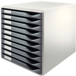 Schubladenbox Leitz 5281-00-89 52810089 grau/grau 10-Schübe Post- und Formularset