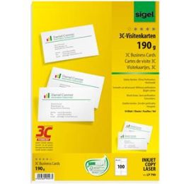Visitenkarten Sigel LP790 85x55mm, 190g, weiß, Pack 100 Stk